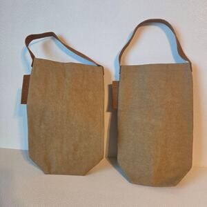 Trader Joe's Washable Paper Wine Bag Set 2pc Brown Reusable Gift Bags Tote